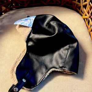 New Nochilla PVC Leather Fur Lining Aviator Helmet NWT